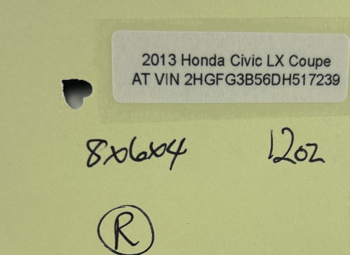 2012-2015 Honda Civic Coupe Right Interior Door Handle OEM