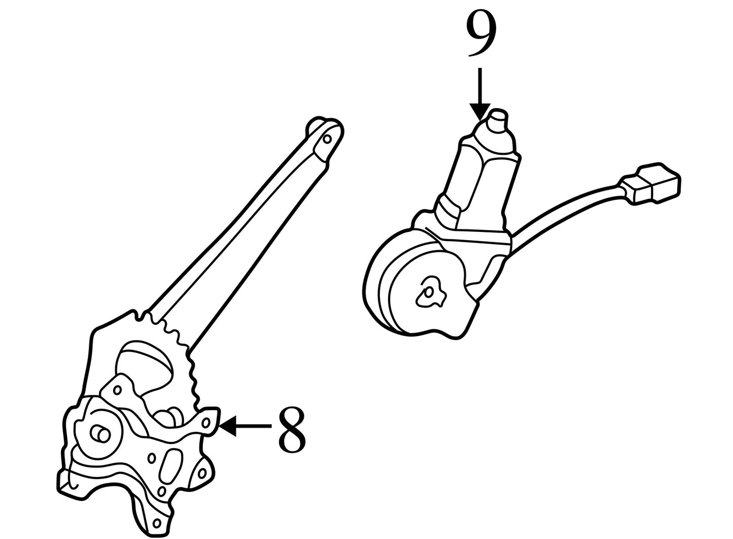 1998-2007 Lexus LX470 Rear Right Door Window Regulator and Motor OEM