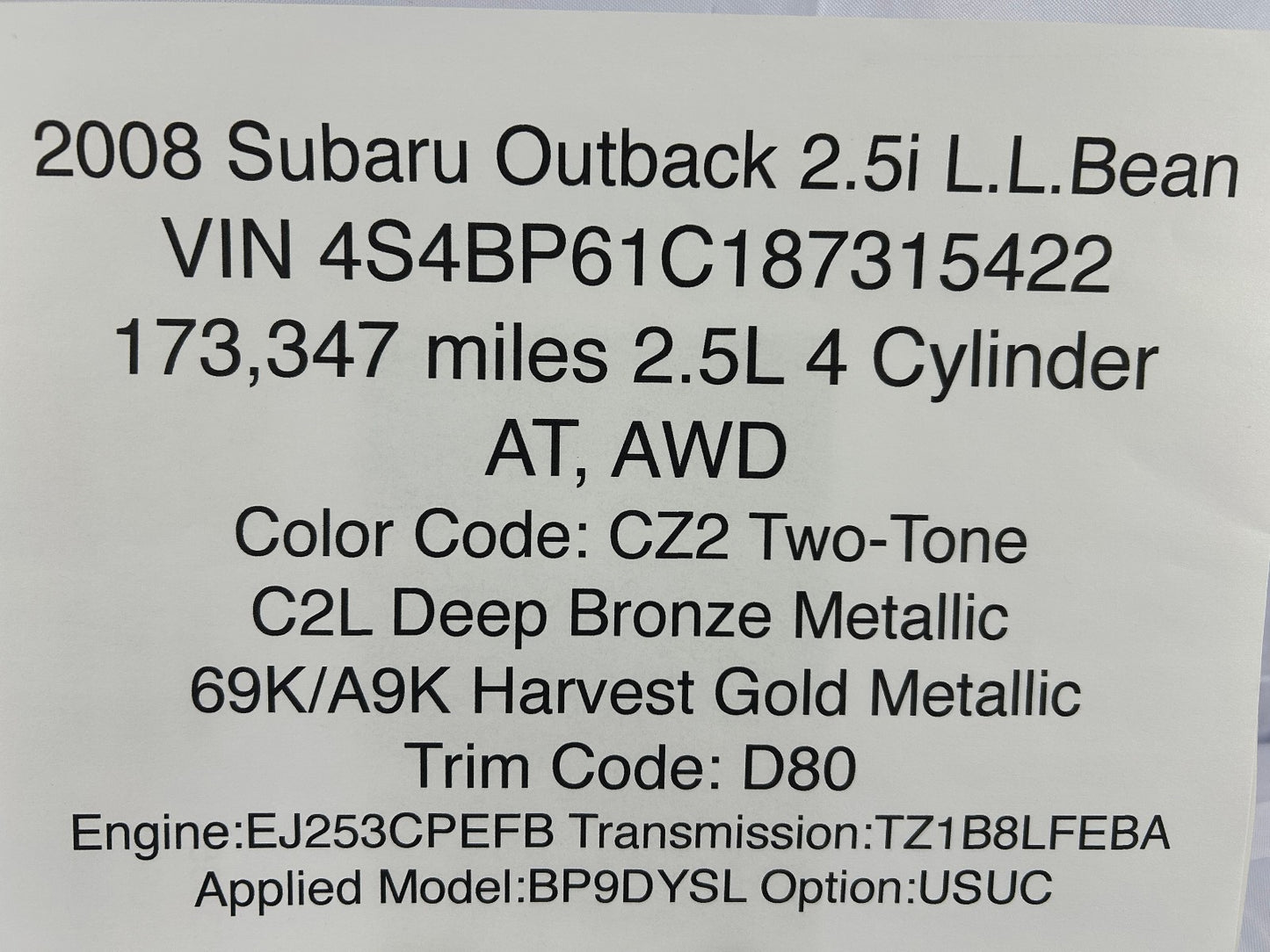 2008-2009 Subaru Outback Multifunction Integrated Anti-Theft Module 88281AG73A