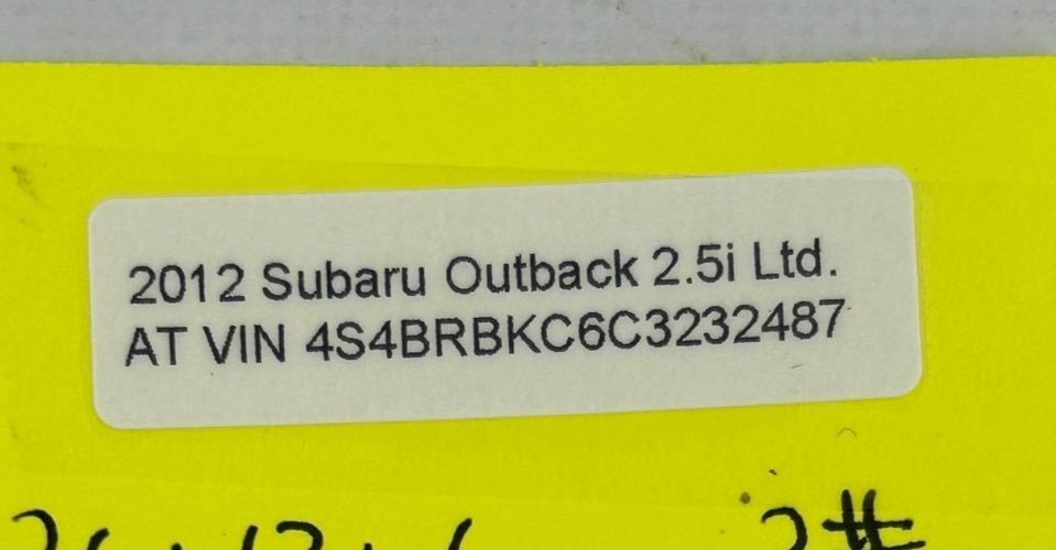 10-14 Subaru Outback Rear Right Passenger Side Trunk Floor Mat OEM 95067AJ04BVH