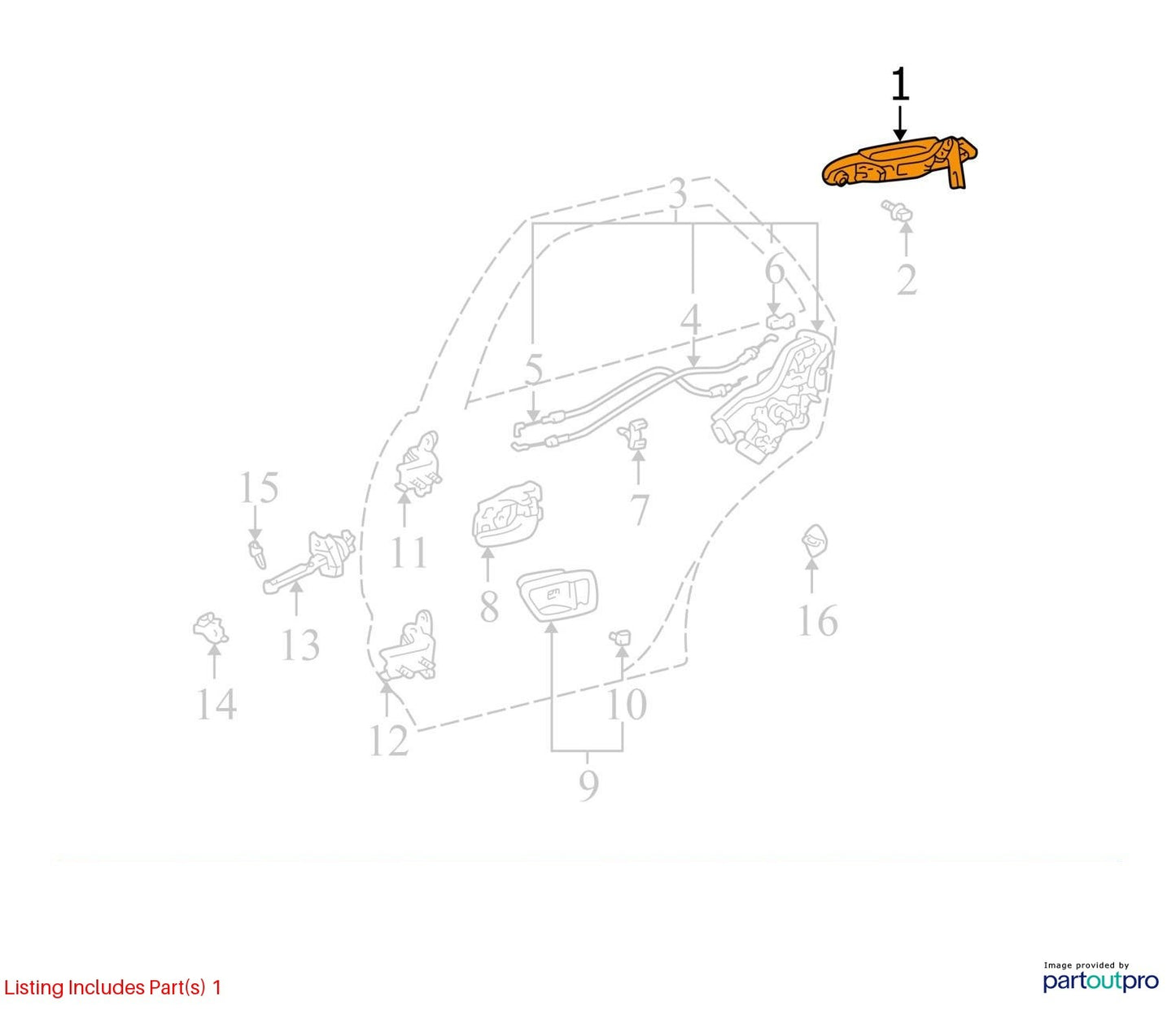 1999-2003 Lexus RX300 Rear Left Exterior Door Handle Gold OEM