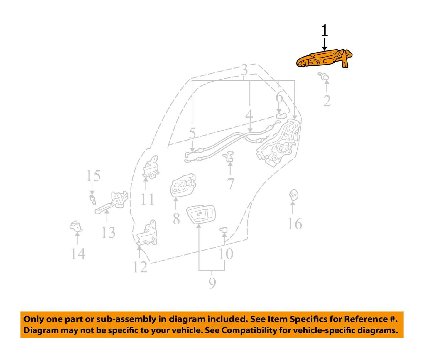 1999-2003 Lexus RX300 Rear Left Exterior Door Handle Gold OEM