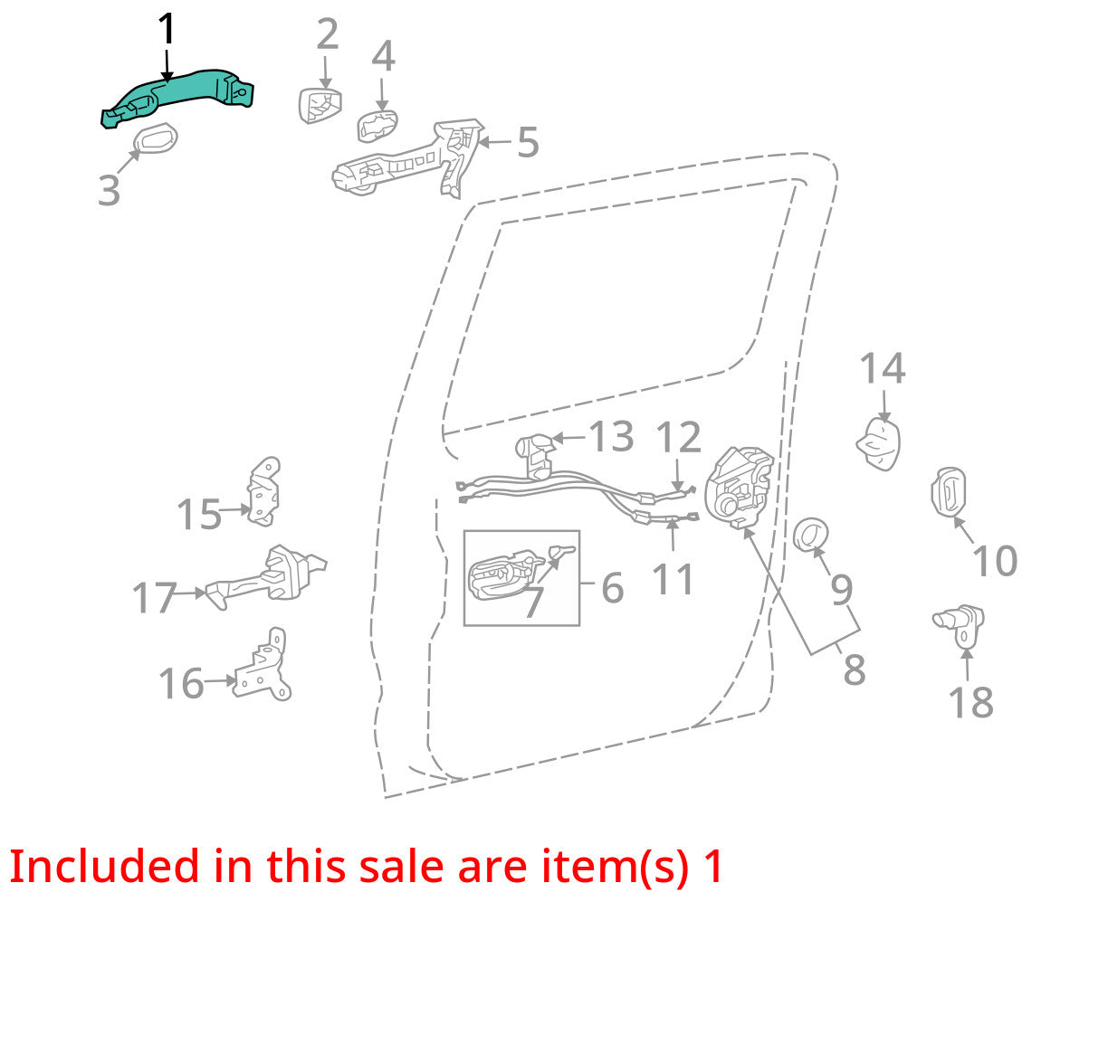 1999-2003 Lexus RX300 Rear Right Exterior Door Handle OEM
