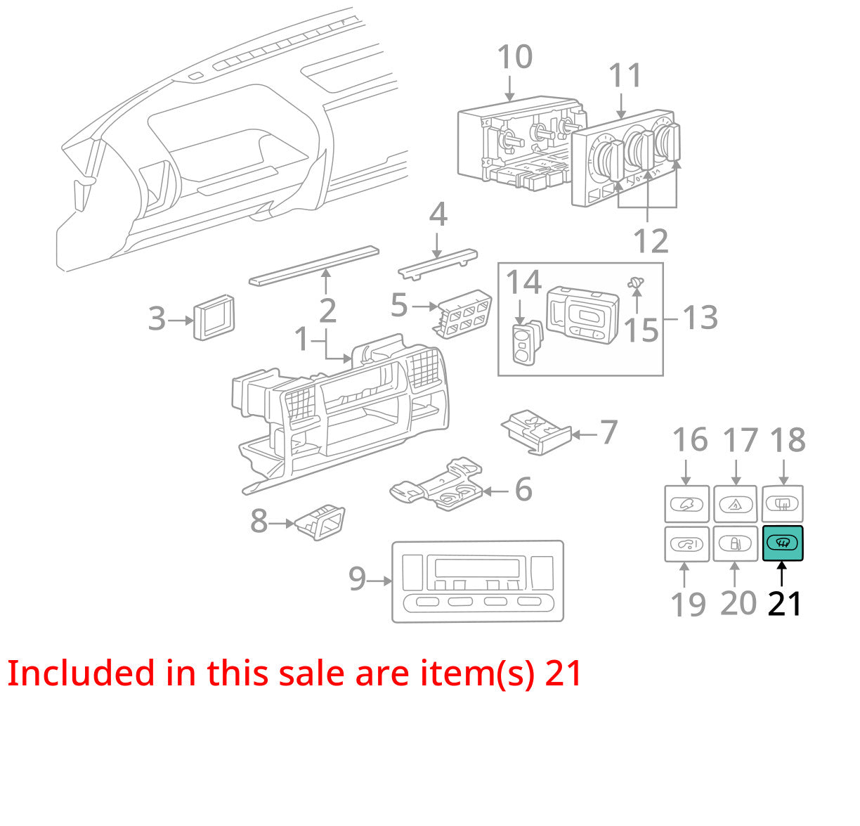 1999-2004 Land Rover Discovery 2 Rear Window Defrost Control Switch YUG000760PUY