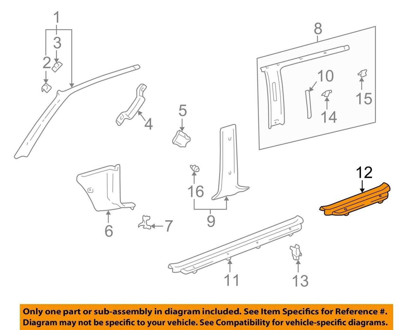 1996-2002 Toyota 4Runner Rear Right Door Sill Scuff Plate Trim OEM