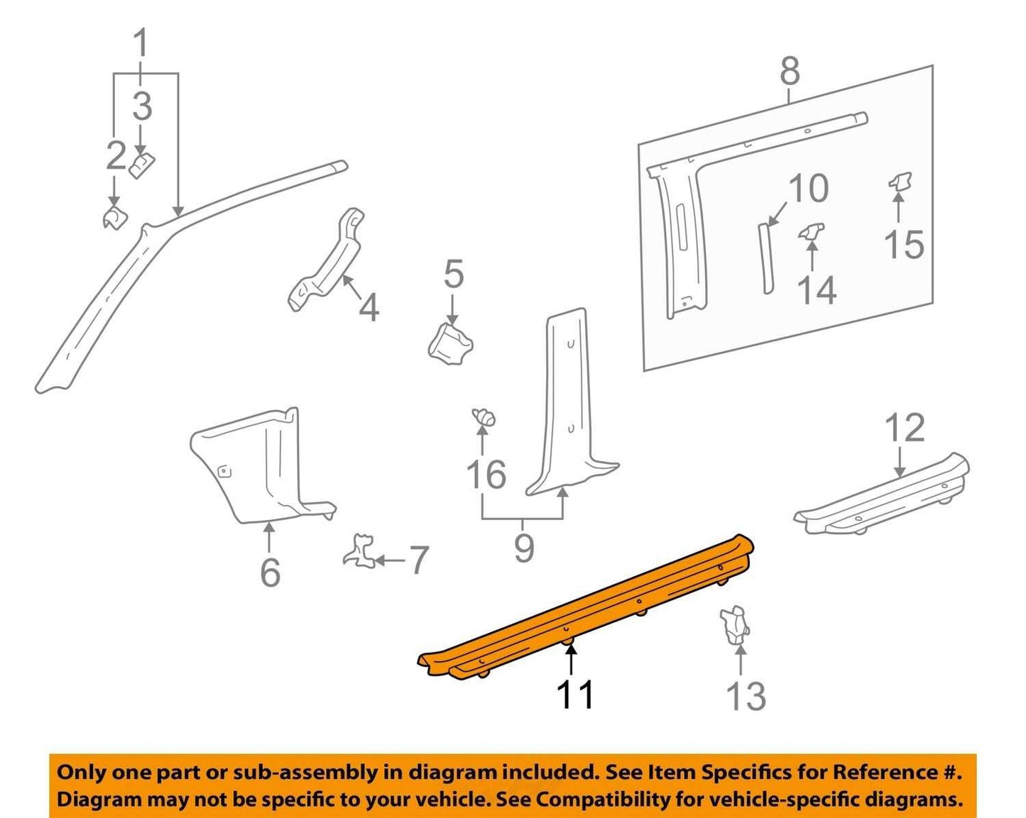 1996-2002 Toyota 4Runner Front Right Door Sill Scuff Plate Trim OEM