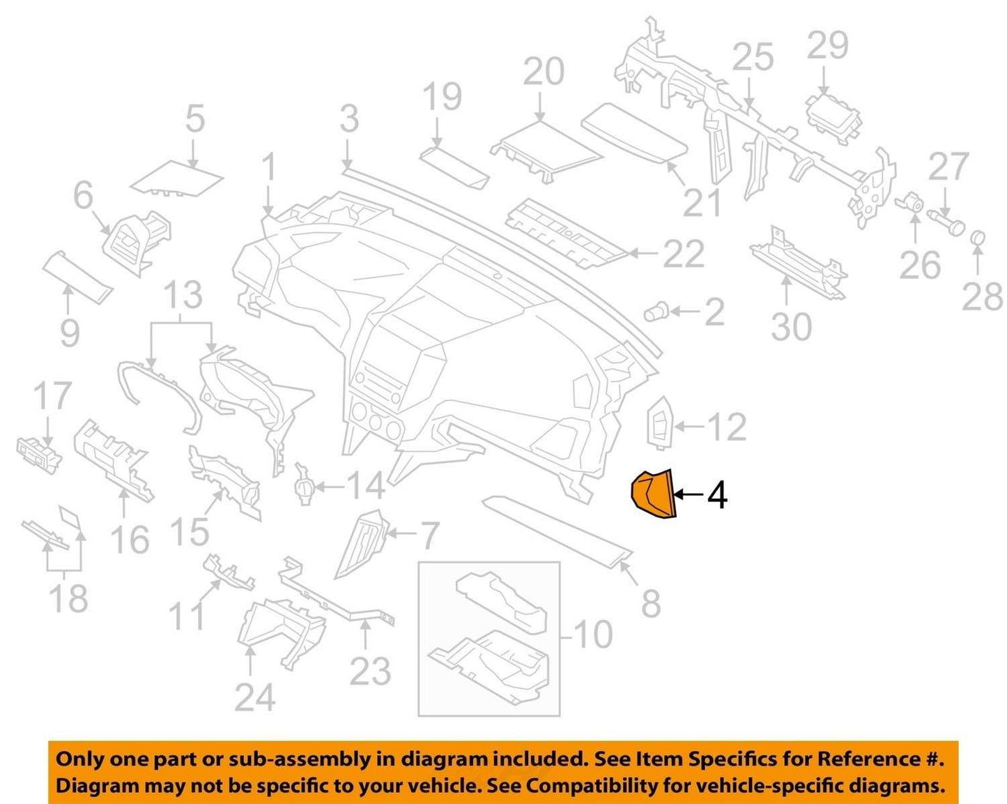 2017-2023 Subaru Impreza Right Side Dash End Cap Cover OEM