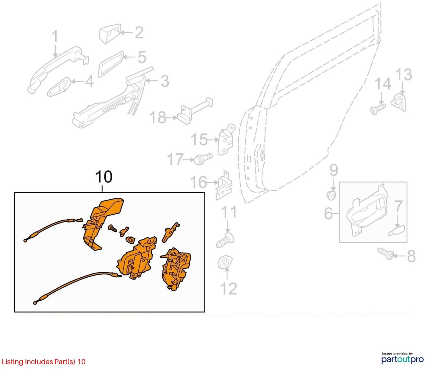 2010-2014 Subaru Outback Front Right Door Latch Lock Actuator OEM