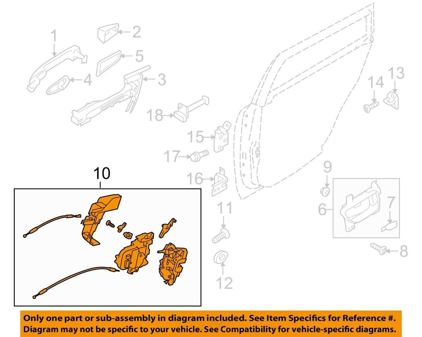 2010-2014 Subaru Outback Rear Right Door Latch Lock OEM