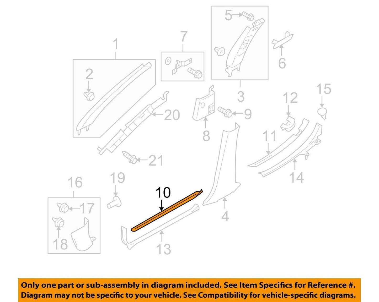 2005-2009 Subaru Outback Front Right Door Sill Plate Black Trim Cover OEM