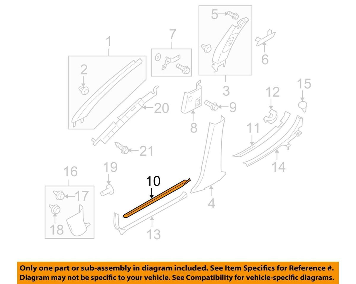 2005-2009 Subaru Outback Front Right Door Sill Plate Black Trim Cover OEM
