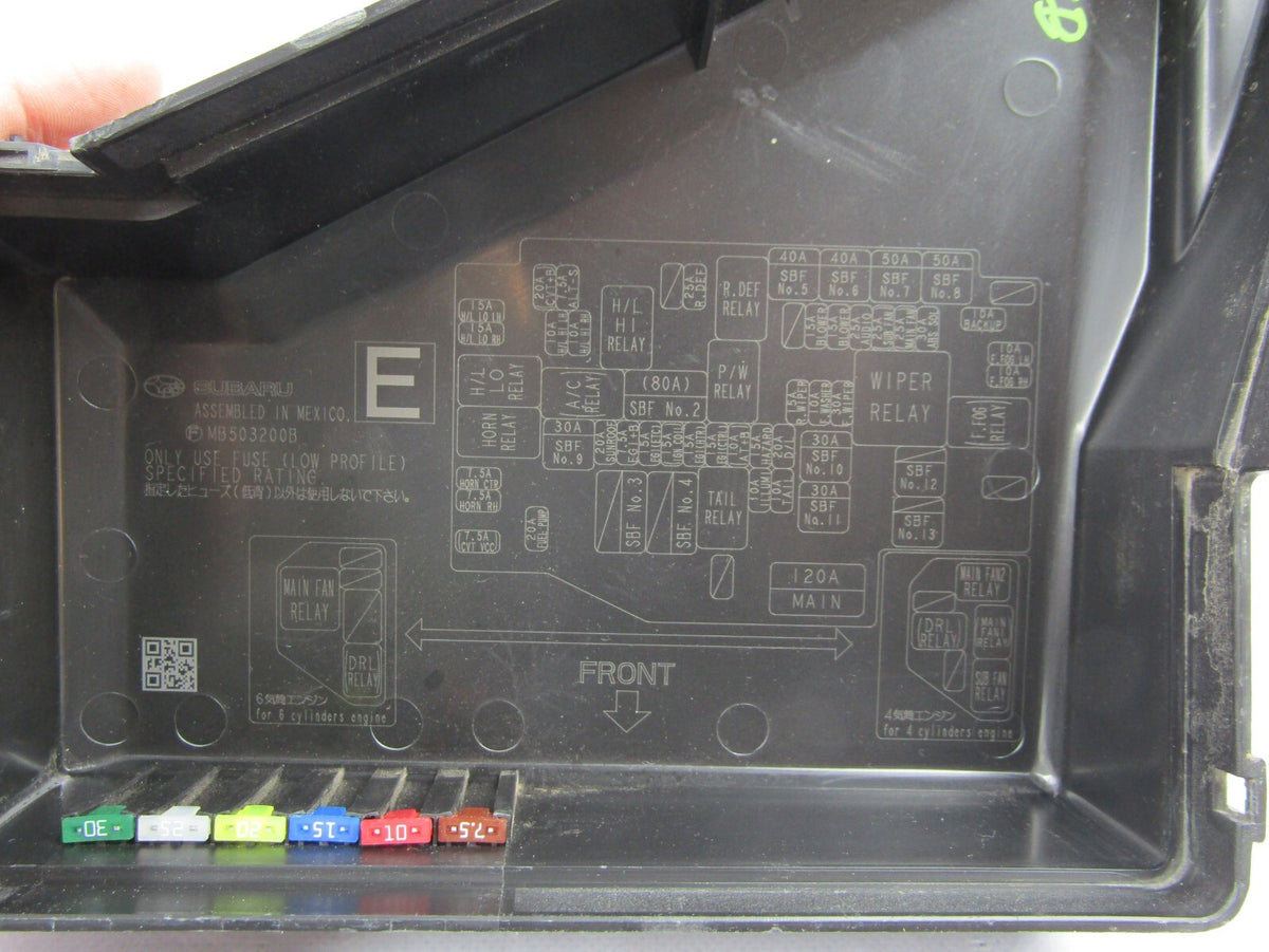 2010-2012 Subaru Outback Main Fuse Relay Box Engine Bay Cover OEM