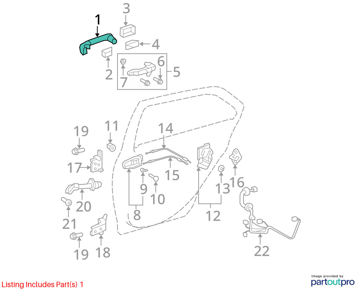 2007-2015 Toyota Yaris Sedan Left Rear Back Door Outer Exterior Handle OEM