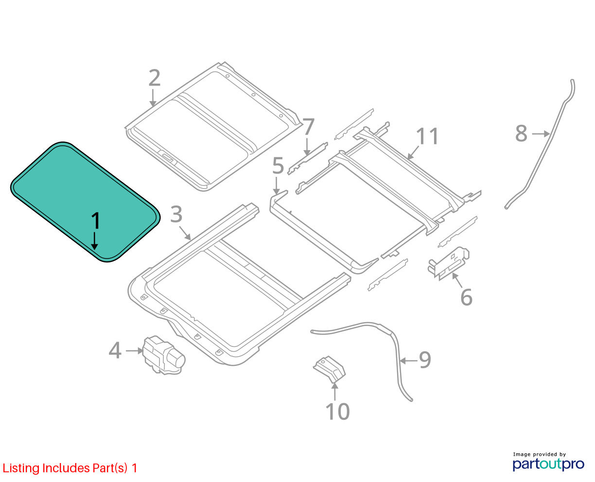 2008-2012 Nissan Altima Sunroof Glass Sun Moon Roof Top OEM 91210-9HA0B