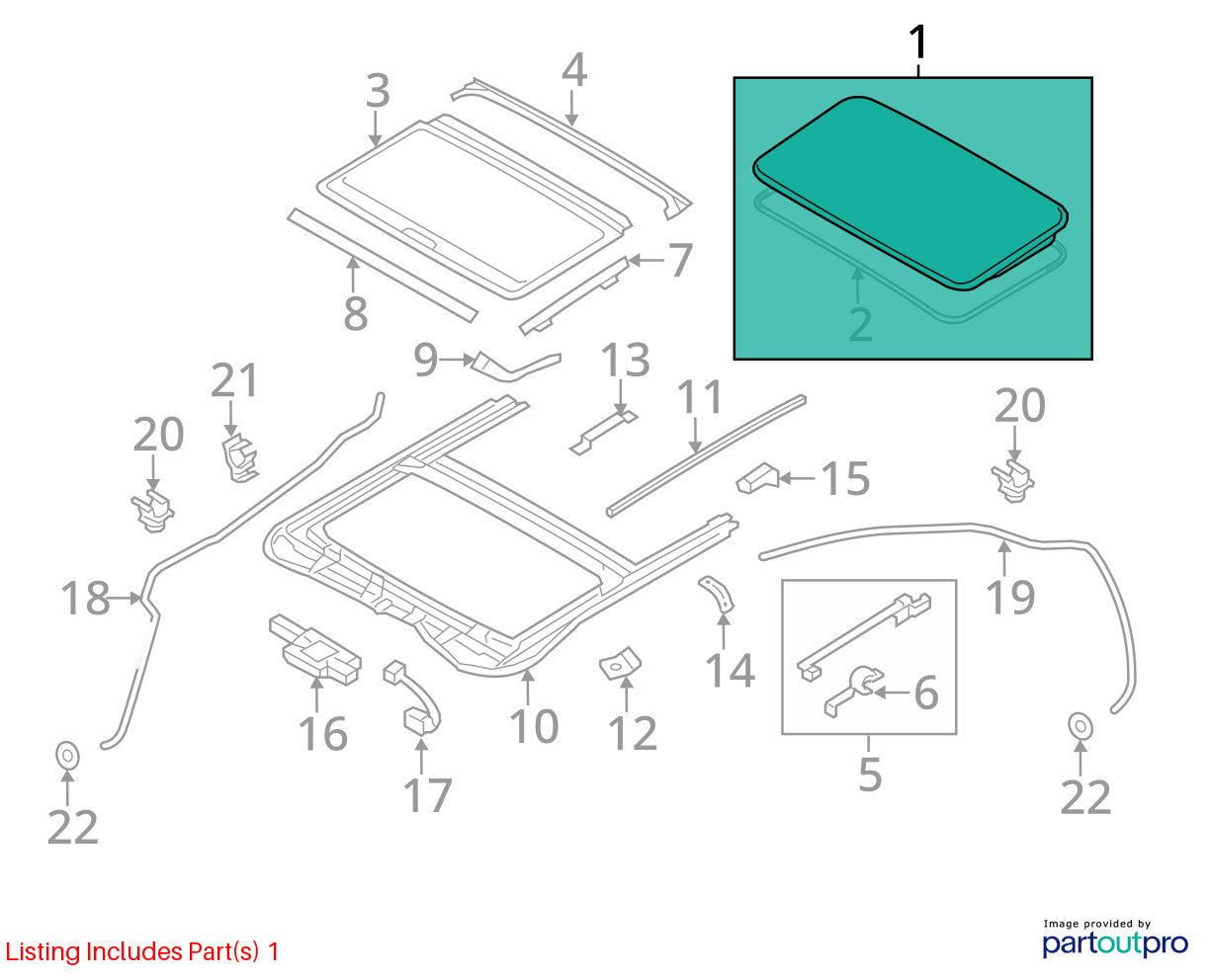 2009-2014 Hyundai Sonata Sun Roof Sunroof Window Glass OEM 81610-3Q000