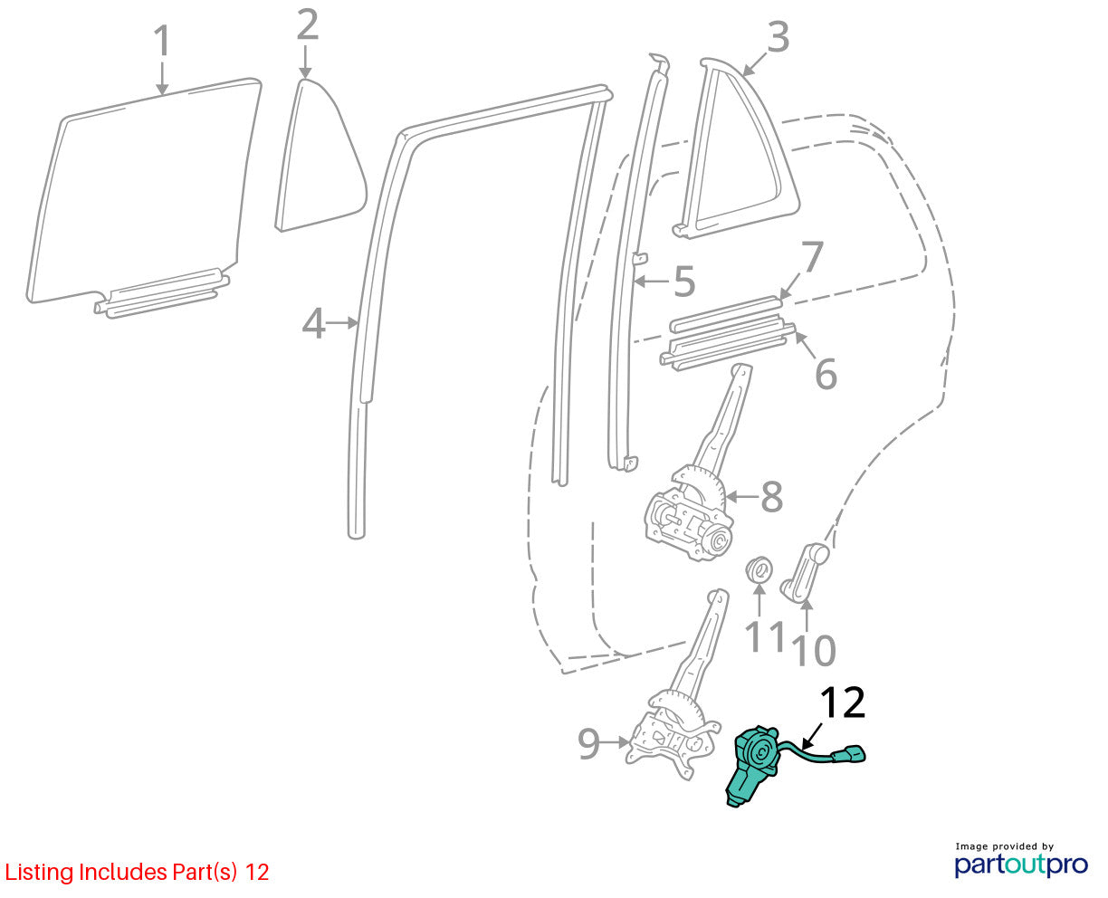 1996-2002 Toyota 4Runner Rear Right Power Window Motor OEM