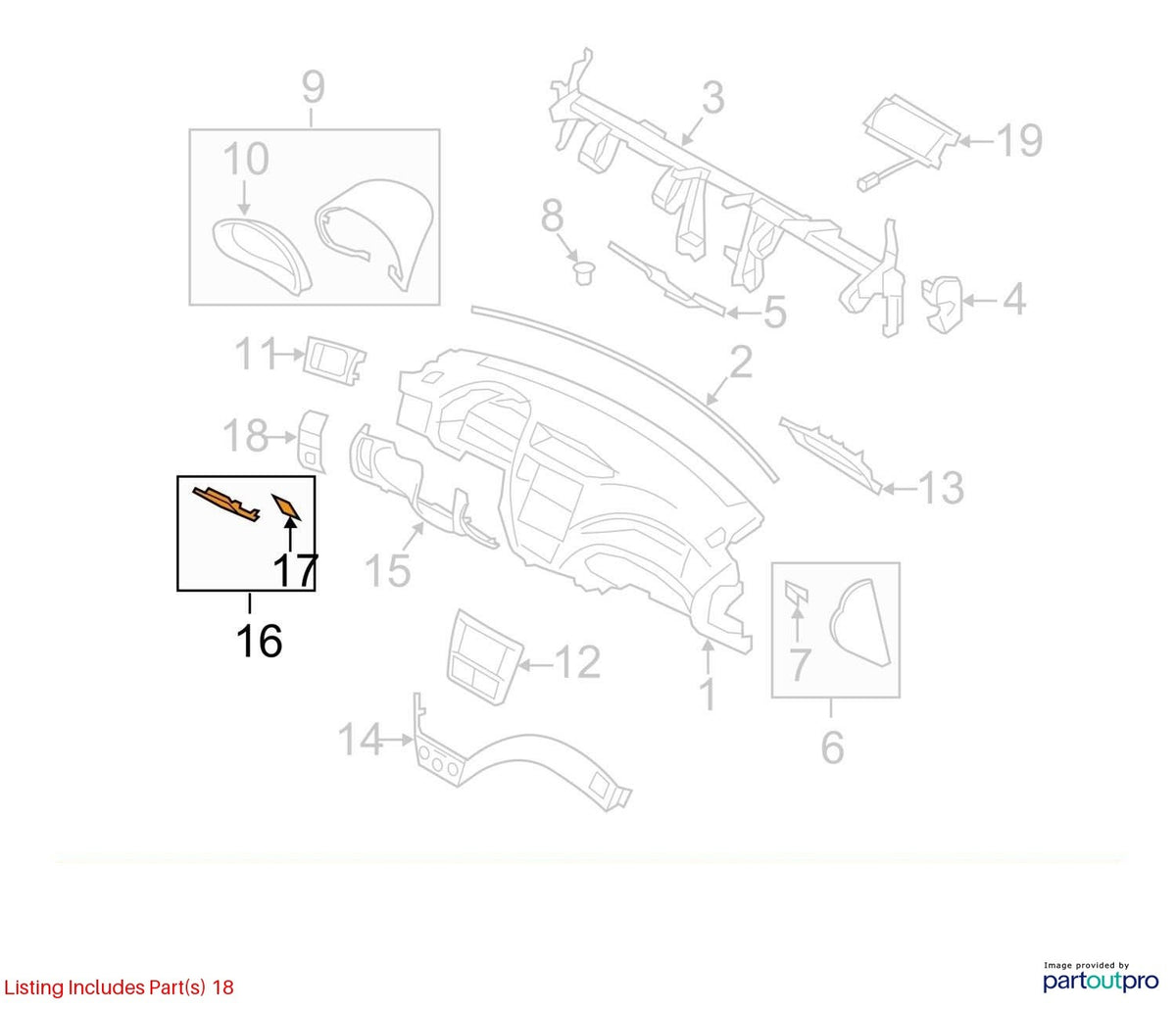 08-14 Subaru Impreza Sport Dash Fuse Map Cover Storage Pocket Tray 66135SC020JC