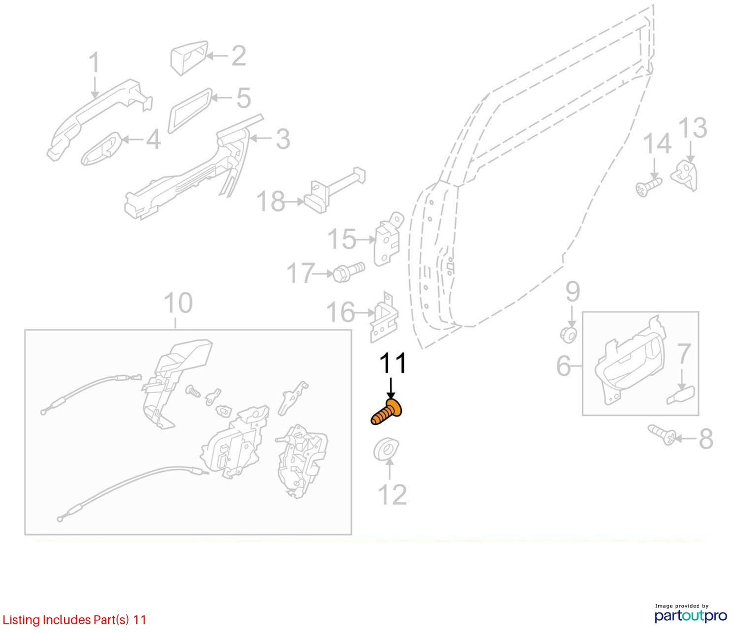 1998-2001 Subaru Impreza Set Of 3 Door Latch Lock Mounting Screw Bolt OEM