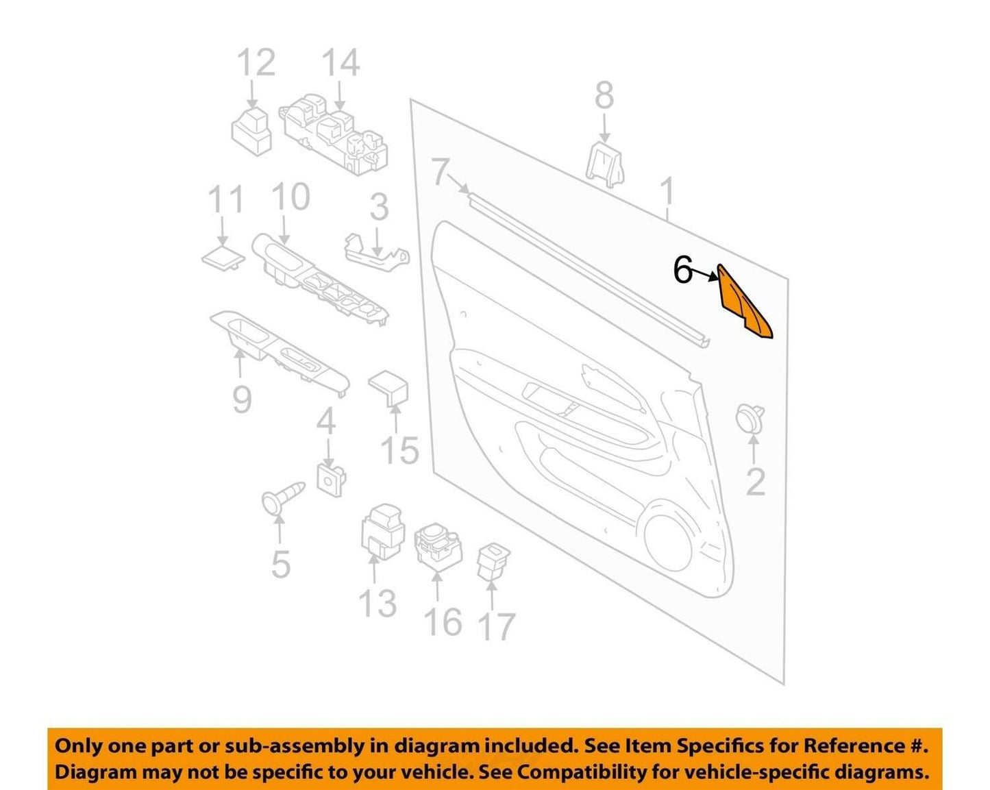 2002-2007 Subaru Impreza Left LH Black Mirror Bolt 94251FE010 Cover OEM