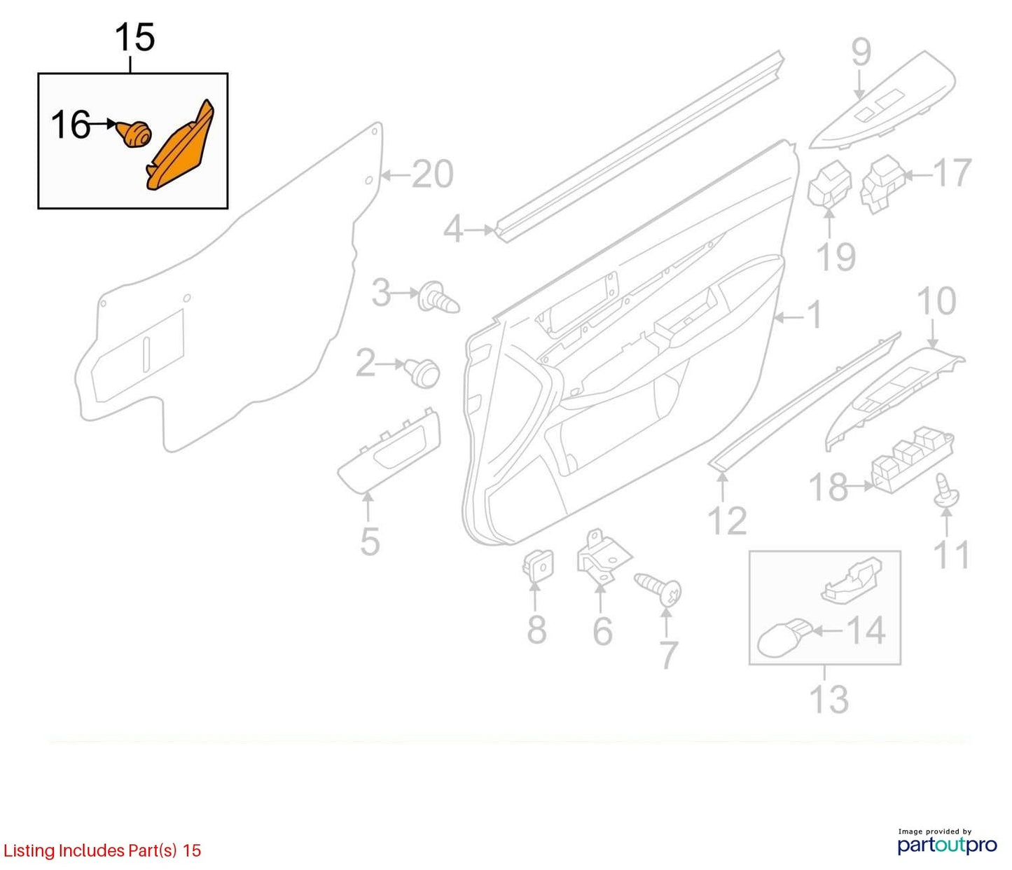 2010-2014 Subaru Outback Front Right Side Interior Mirror Corner Cover Gusset OE