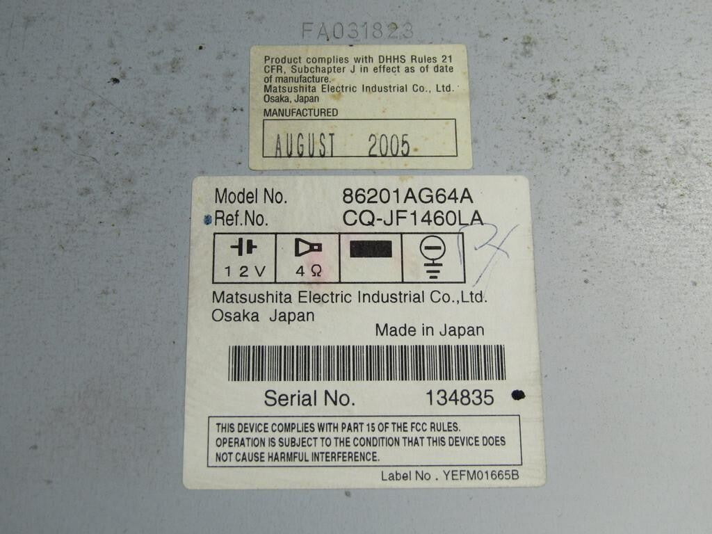 2005-06 Subaru Legacy Outback MP3 WMA Radio Manual Climate Bezel 86201AG64A OEM