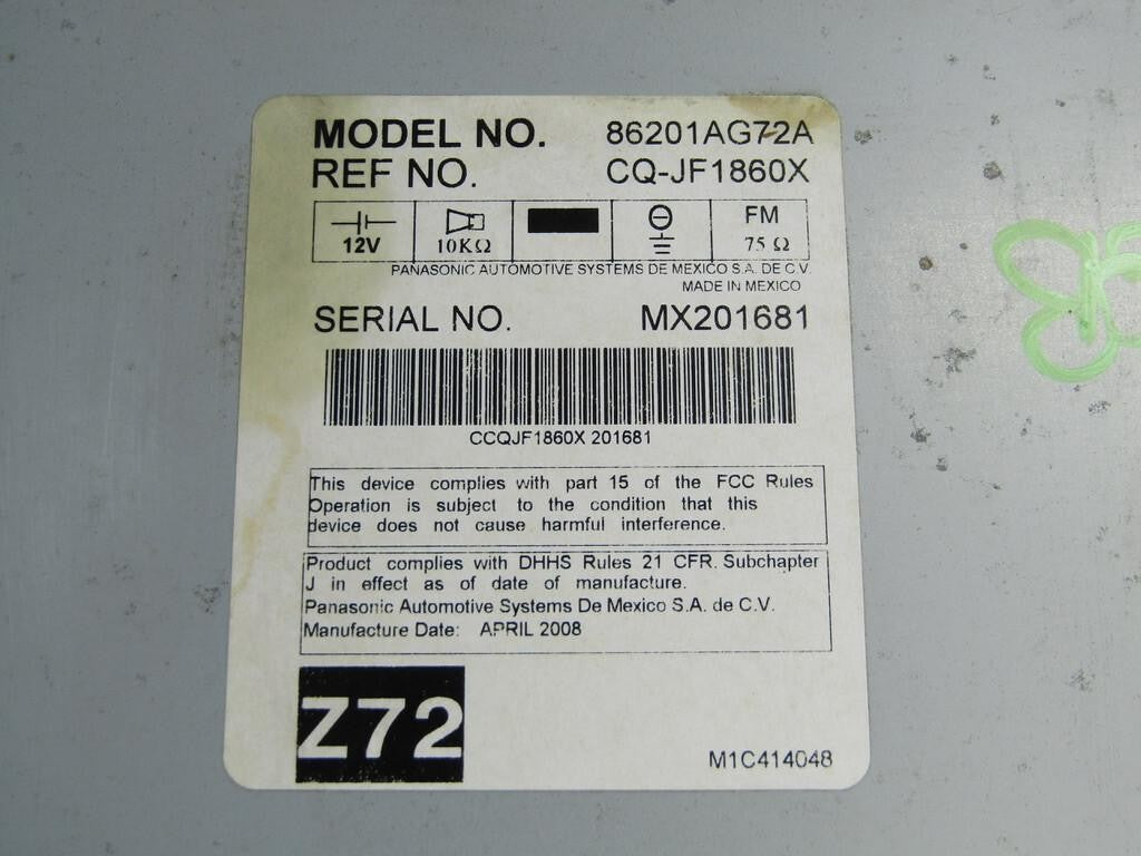 2009 Subaru Outback MP3 CD Stereo Radio Climate Control Unit 86201AG72A OEM