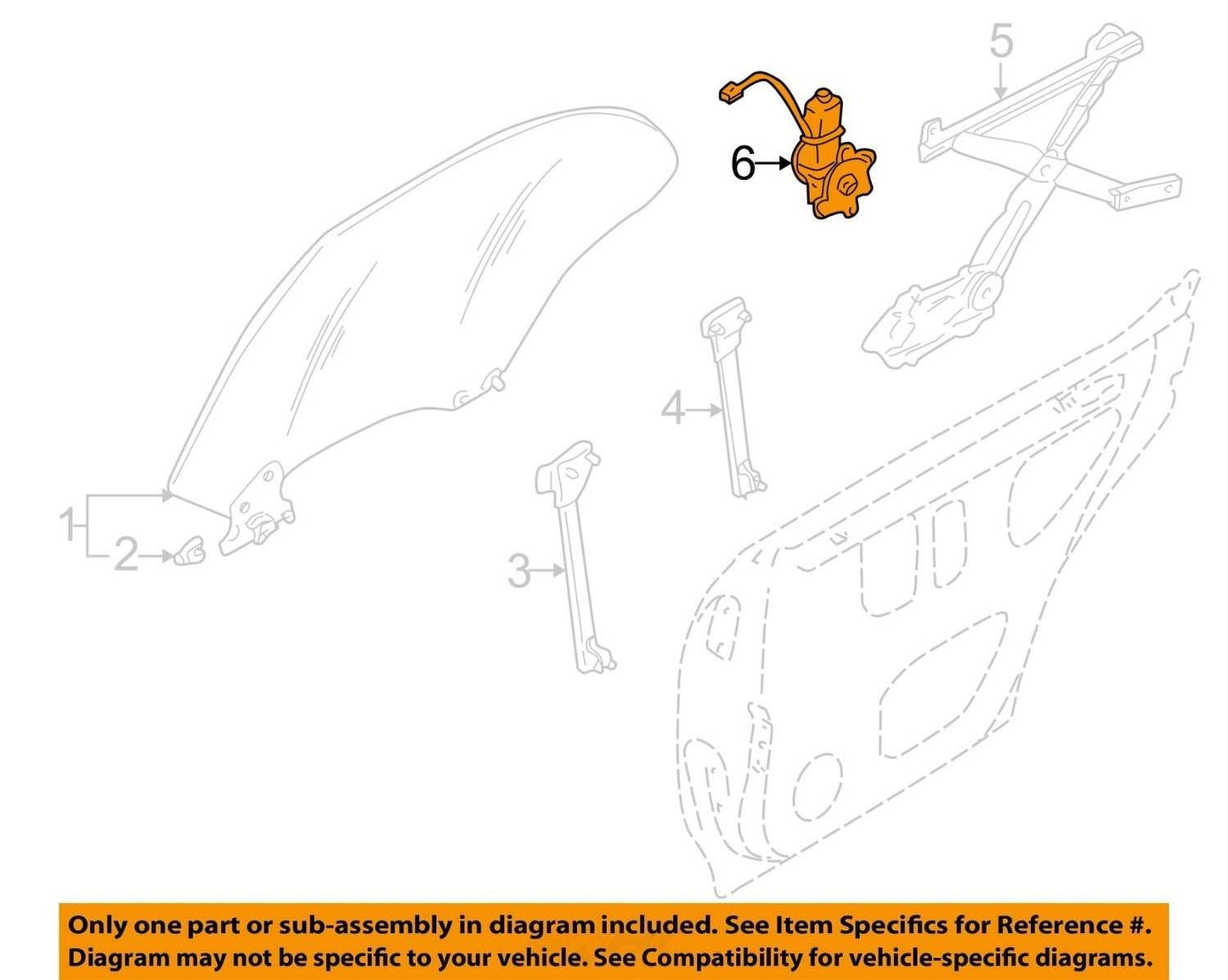 1998-2001 Subaru Forester Right Rear Window Regulator Motor OEM