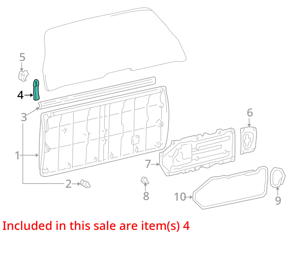 1996-2002 Toyota 4Runner Liftgate Hatch Pull Down Strap Handle OEM 7465035010e0