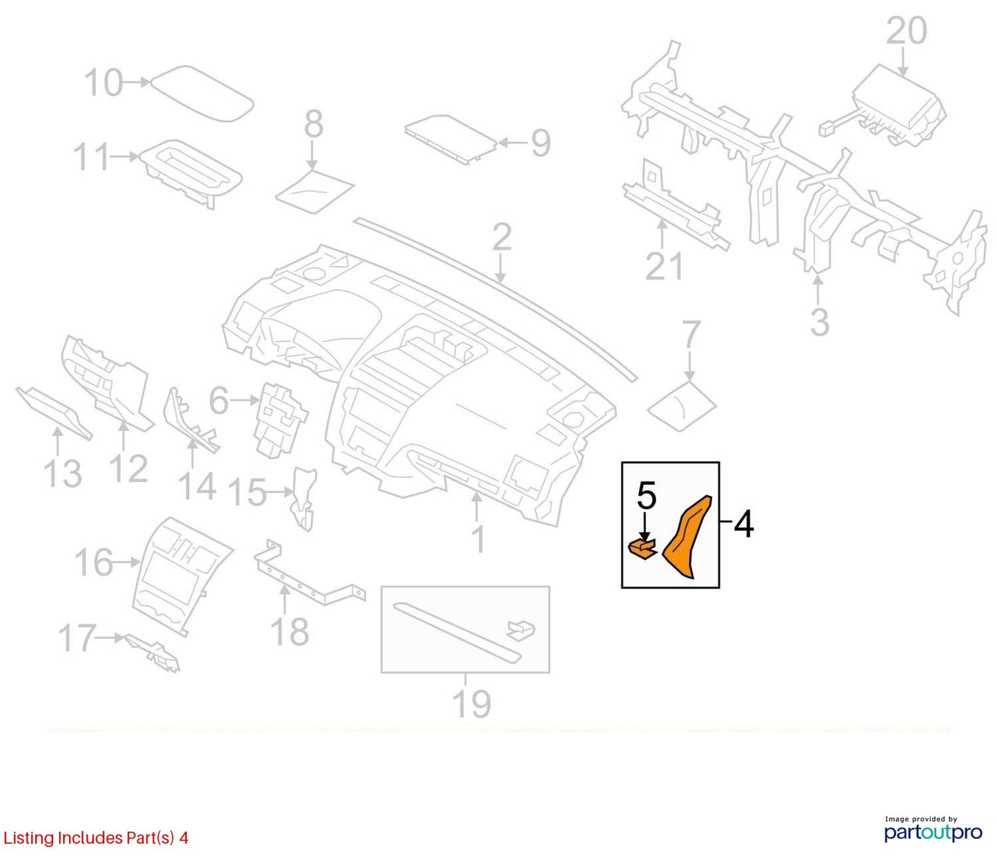2014-2018 Subaru Forester Left Front Dash End Cap 66073FJ070 Trim Cover OEM