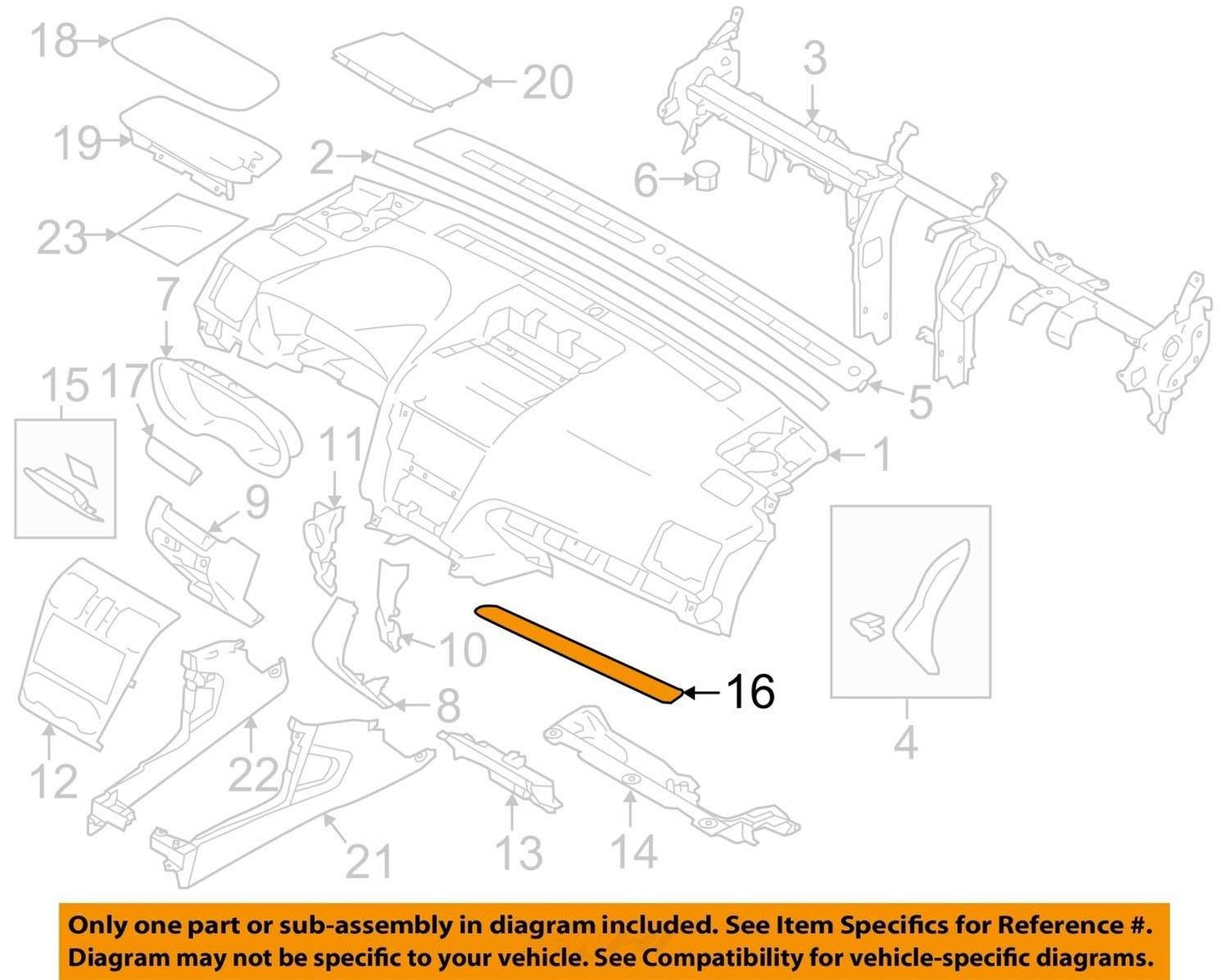 2017-2018 Subaru Forester Left Ornament Panel 66077FJ210 Trim OEM
