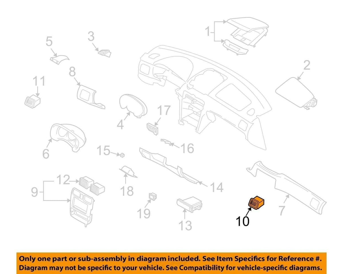 2003-2008 Subaru Forester Front Right Dash Air AC Vent Duct OEM 66110SA030ML