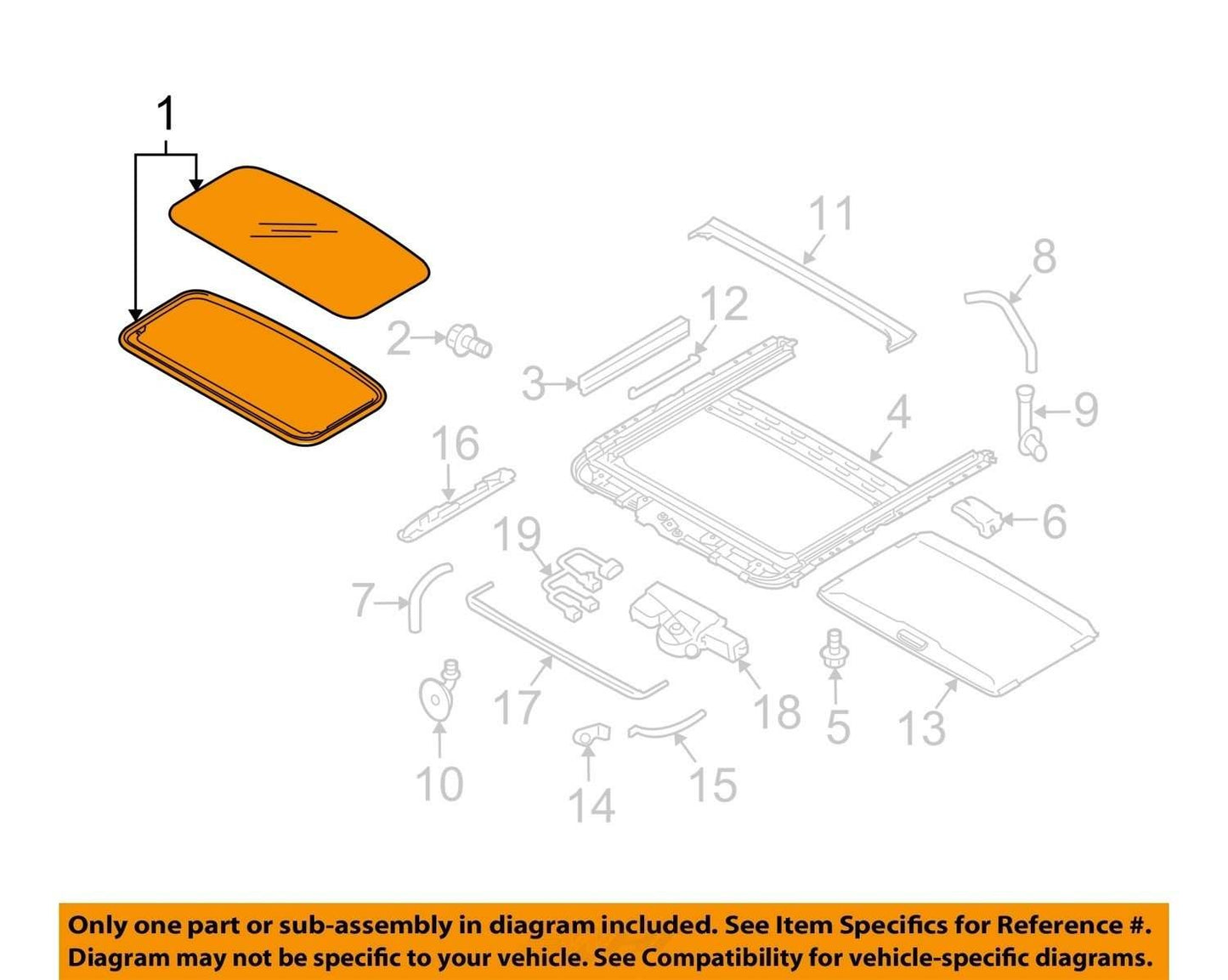 2010-2014 Subaru Legacy Sunroof Glass Factory OEM 65430AJ00A