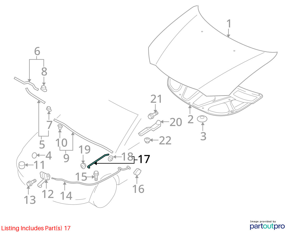 2007-2013 Mitsubishi Outlander Hood Prop Support Rod 5906A011 OEM