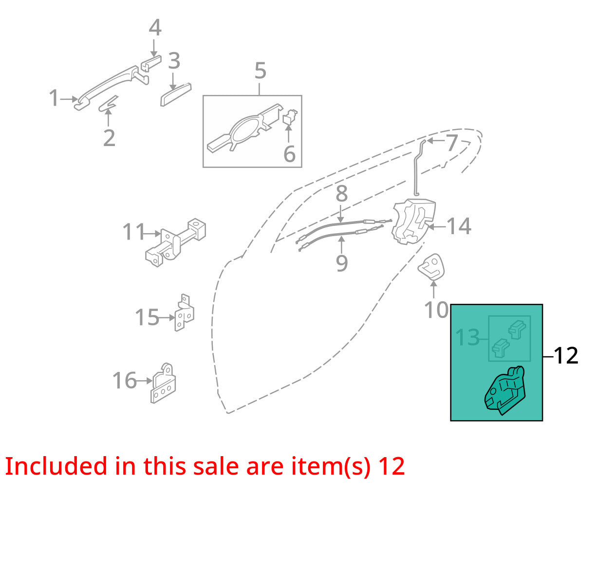 2007-2013 Mitsubishi Outlander Rear Right Side Interior Door Handle Assembly OEM