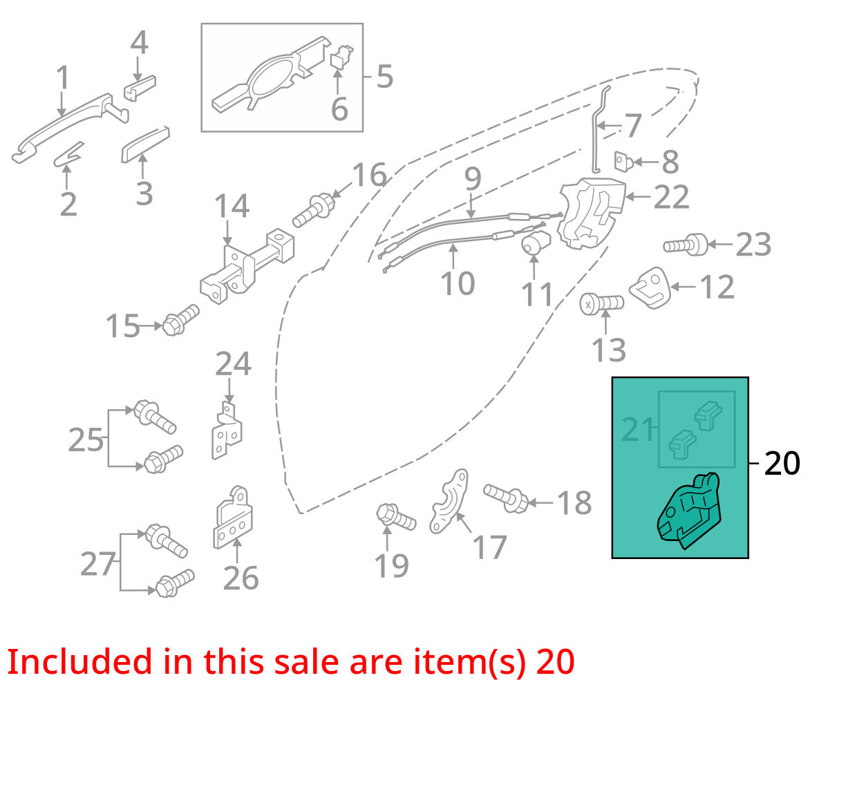 2007-2013 Mitsubishi Outlander Front Right Interior Door Handle Assembly OEM