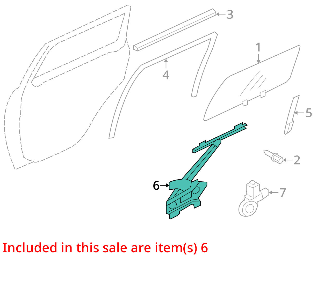 2007-2012 Mitsubishi Outlander Right Rear Window Regulator & Motor OEM