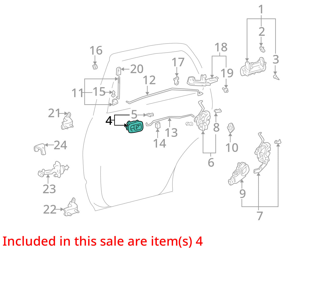 1996-2002 Toyota 4Runner Right Left Rear Inner Door Handle Pull Gray OEM