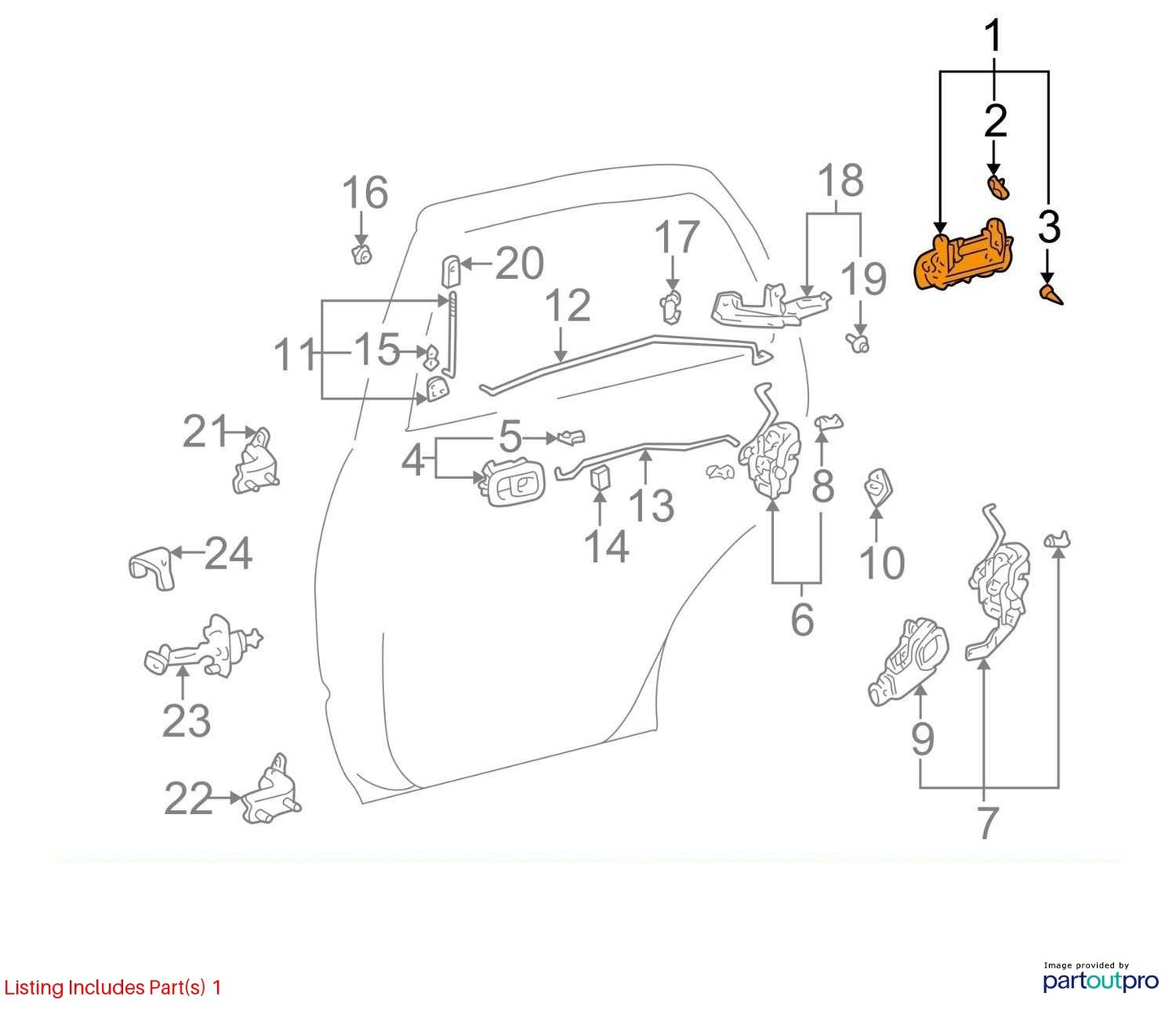 1999-2002 Toyota 4Runner SR5 Rear Right Side Exterior Door Handle OEM