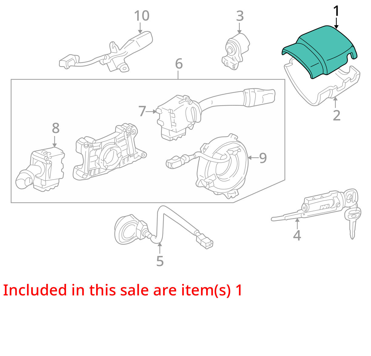 1996-2002 Toyota 4Runner Steering Wheel Column Collar Shroud Black Trim Cover