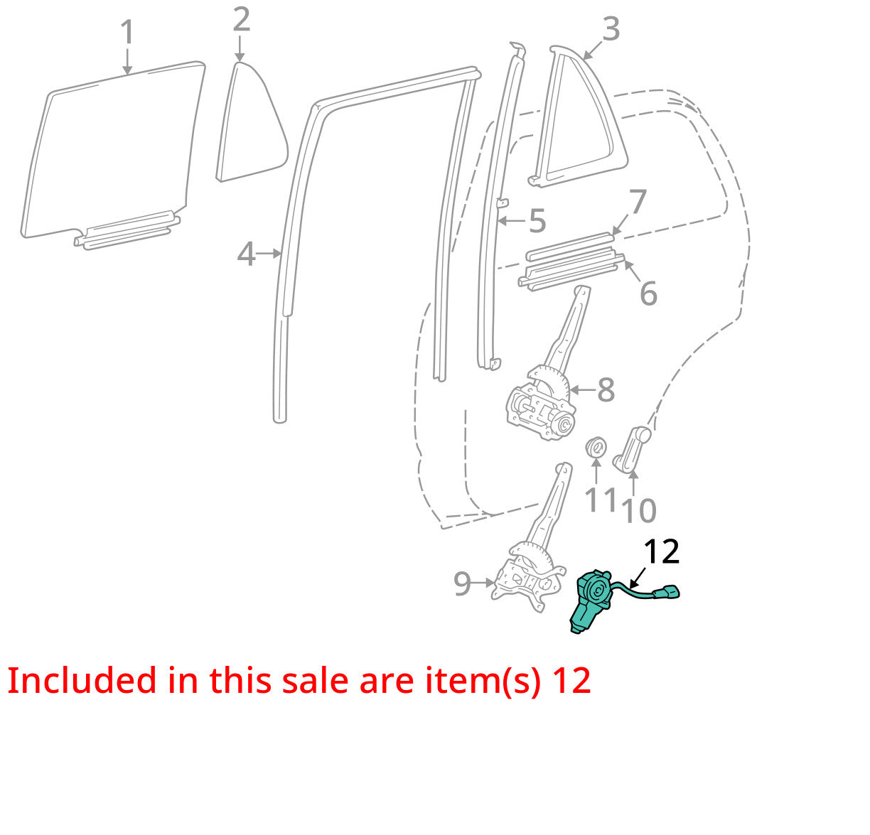 1996-2002 Toyota 4Runner Rear Left Power Window Motor OEM