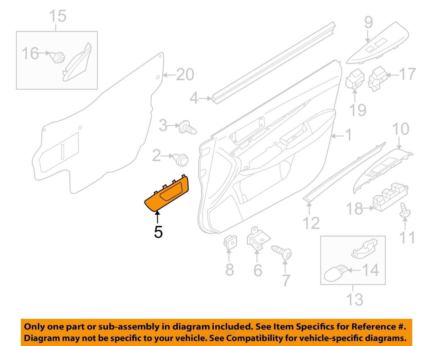 2010-2012 Subaru Legacy Front Right Interior Door Handle OEM