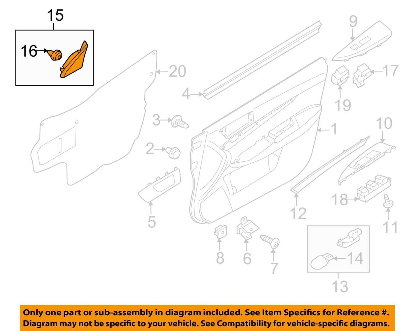 2010-2014 Subaru Legacy Left Front Mirror Window Corner Trim Cover OEM