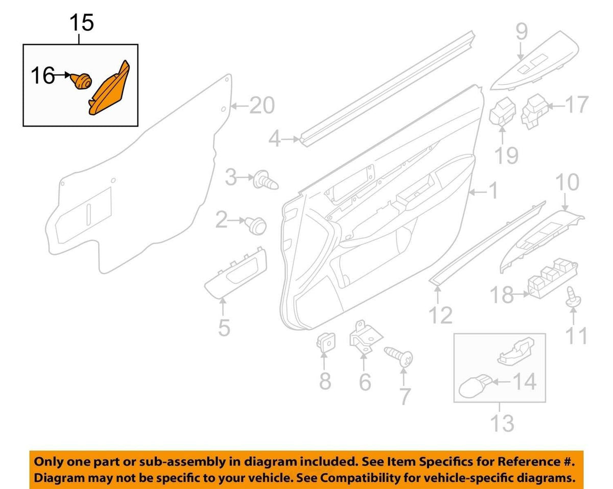 2010-2014 Subaru Legacy Right Front Mirror Window Corner Cover OEM 94251AJ02A