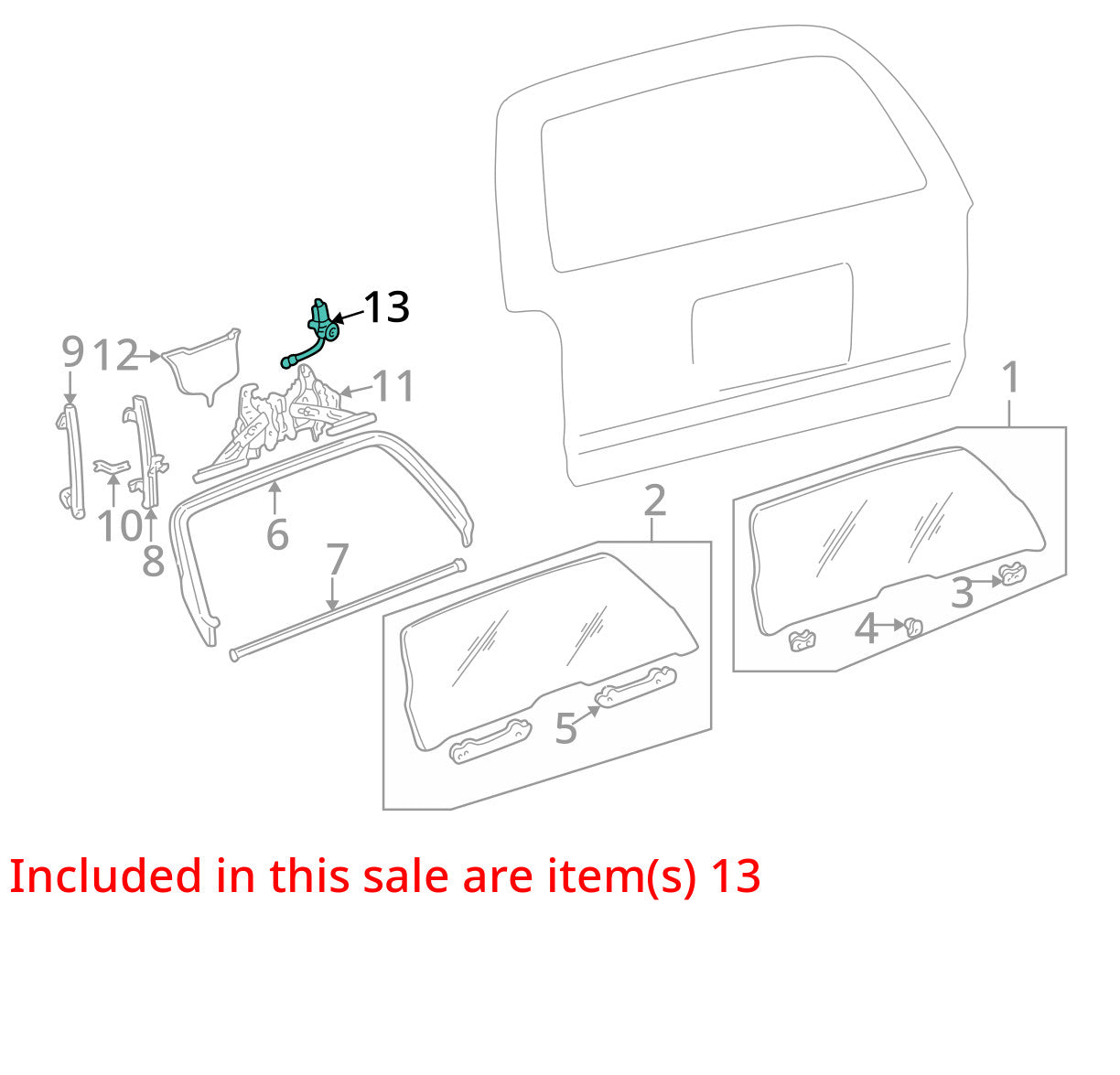 1996-2002 Toyota 4Runner Rear Hatch Back Glass Window Regulator with Motor OEM
