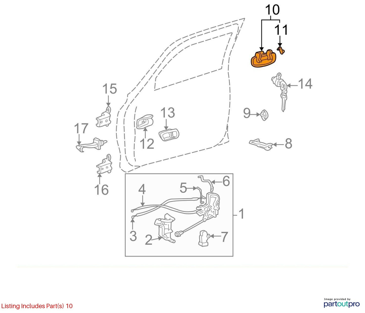 2001-2007 Toyota Sequoia Right Front Exterior Door Handle Assembly OEM