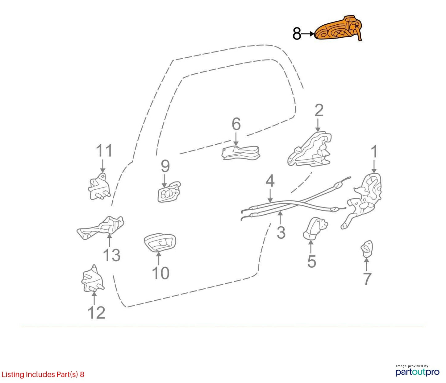 2001-2007 Toyota Sequoia Right Rear Exterior Door Handle Assembly OEM