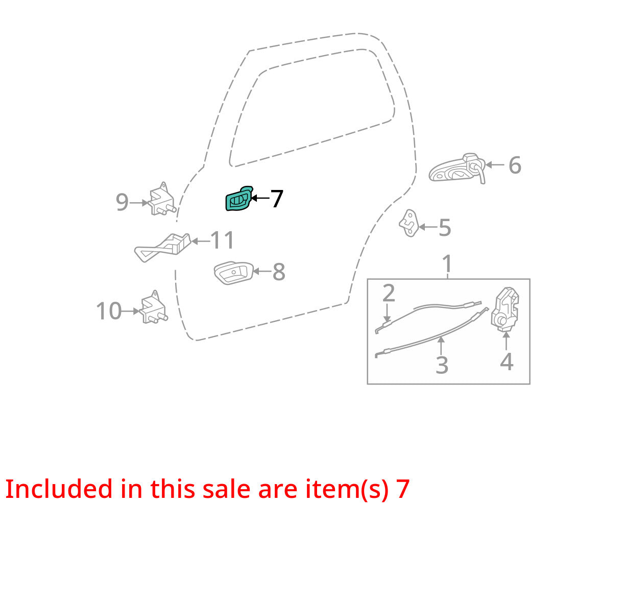 2001-2005 Toyota Sequoia Right Rear Inner Interior Door Handle OEM
