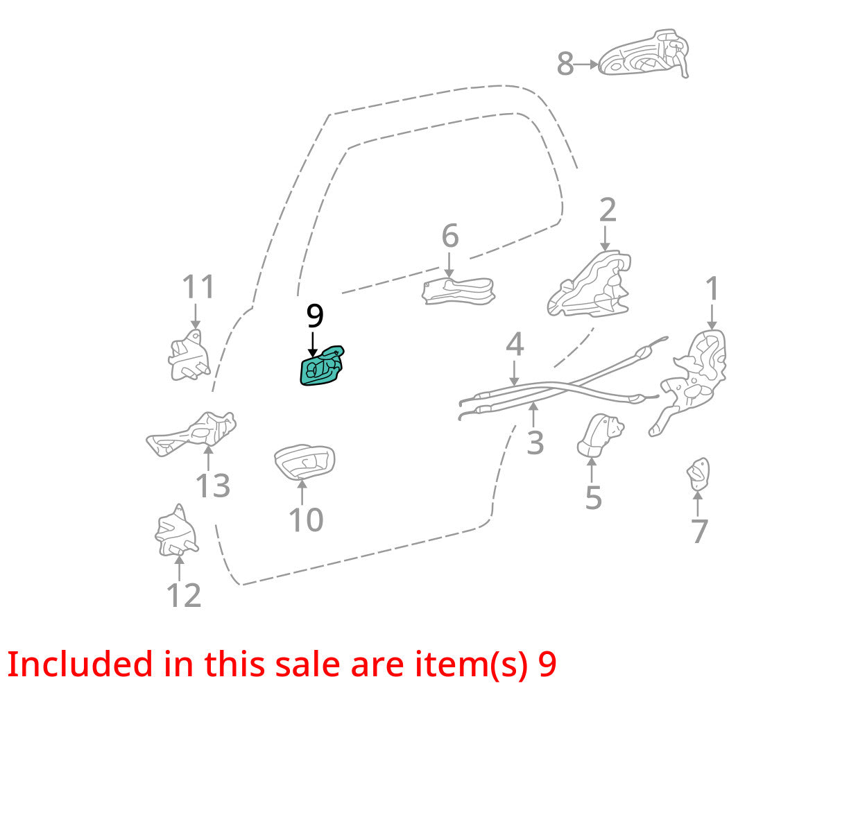 2001-2005 Toyota Sequoia Right Rear Inner Interior Door Handle OEM