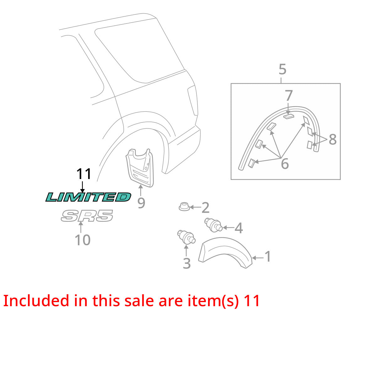 2001-2007 Toyota Sequoia SR5 Rear Pillar Side Emblem Badge Symbol Nameplate