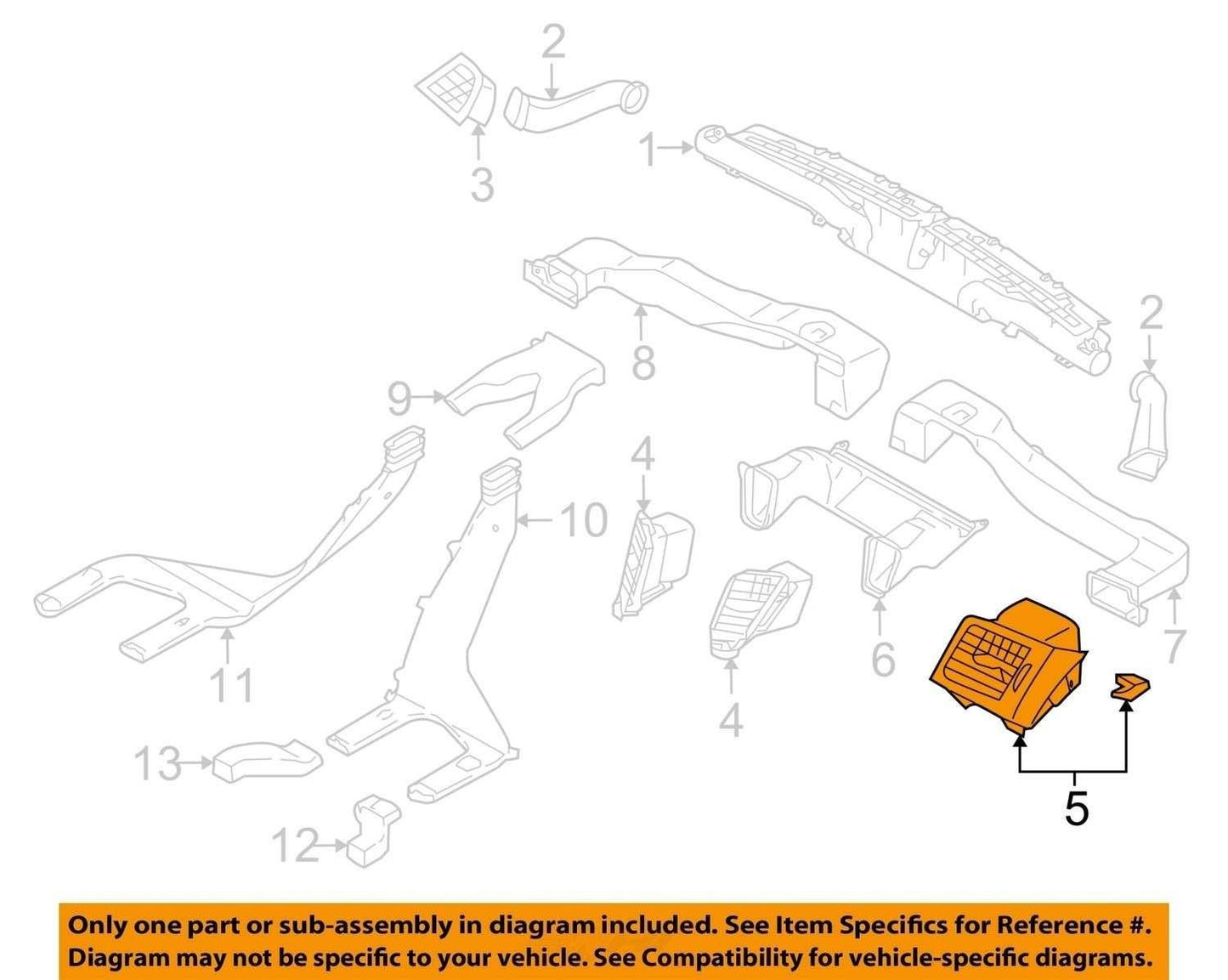 2010-2014 Subaru Outback Left AC Heat Air Vent Housing Trim Plate T14276 OEM
